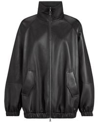 Brunello Cucinelli - Nappa Leather Bomber Jacket With Monili - Lyst