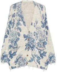 R13 - Floral-Print Distressed Cardigan - Lyst