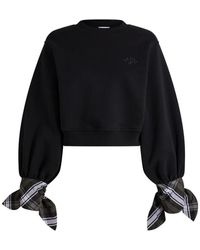 Patou - Cropped Tie-Sleeve Sweatshirt - Lyst