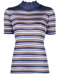 A.P.C. Stripe-print Short-sleeved Knitted Top - Blue