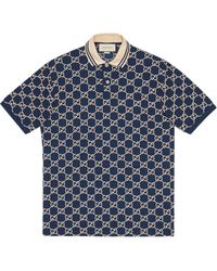 Gucci Embroidered GG Polo Shirt Blue Ss20