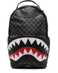 Sprayground Shark-teeth Checked Backpack - Gray