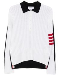 Thom Browne - 4-Bar Cable-Knit Polo Shirt - Lyst