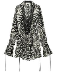 Blumarine - Lace-Trim Zebra-Print Mini Dress - Lyst
