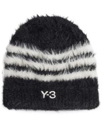 Y-3 - Striped Fuzzy Beanie Hat - Lyst