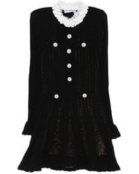 Self-Portrait - Flower-Button Lace-Collar Mini Dress - Lyst