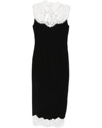 Self-Portrait - Lace-Trimmed Bow-Detail Midi Dress - Lyst