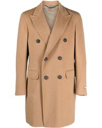 Canali - Logo-patch Double-breasted Coat - Lyst