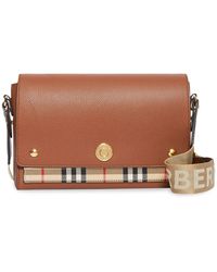 Burberry Leather And Vintage Check Note Crossbody Bag - Brown