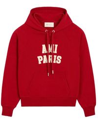 Ami Paris - Logo Cotton Hoodie - Lyst