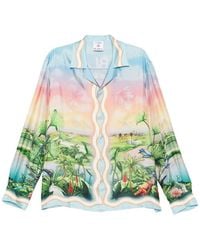 CASABLANCA - Tennis Club Cuban-Collar Shirt - Lyst