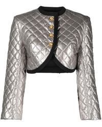 George Keburia - Metallic-Finish Quilted Cropped Jacket - Lyst
