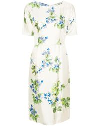 Prada - Floral-Print Twill Dress - Lyst