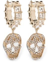 McQueen - Pavé Skull Hoop Earrings - Lyst