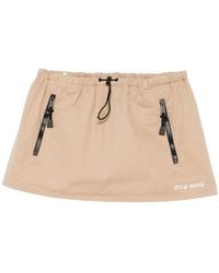 Miu Miu - Drawstring-Waist Logo-Print Skirt - Lyst