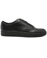 Lanvin - Zip-Front Leather Sneakers - Lyst
