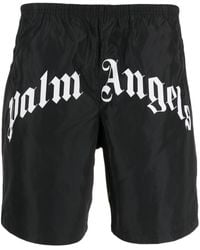 Palm Angels Curved Logo Swim Shorts - Black