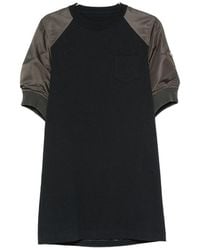 Sacai - Panelled Puff-Sleeve Mini T-Shirt Dress - Lyst