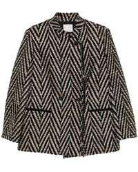 forte_forte - Chevron-Pattern Double-Breasted Coat - Lyst