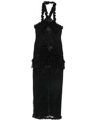 Alessandra Rich - Chantilly Lace Halterneck Maxi Dress - Lyst