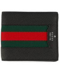 Gucci - Web-Stripe Leather Wallet - Lyst