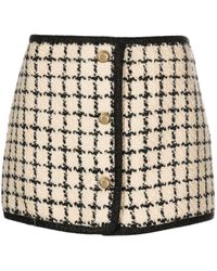 Miu Miu - Neutral Checked Tweed Mini Skirt - Lyst