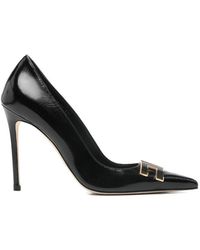 Elisabetta Franchi - Point Toe Stiletto Heels With Logo Plaque - Lyst