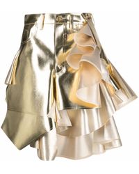Brown Womens Skirts Junya Watanabe Skirts Junya Watanabe Synthetic Sheer Glitter Print Nylon Midi Skirt in Gold 