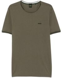 BOSS - Logo-Print Tipped T-Shirt - Lyst