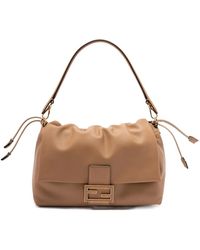 Fendi - Large Mamma Baguette Logo-Plaque Gathered Shoulder Bag - Lyst