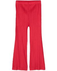 Pleats Please Issey Miyake - Pleated Cropped Straight-Leg Trousers - Lyst
