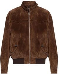 McQueen - Suede Harrington Jacket Jackets Brown - Lyst