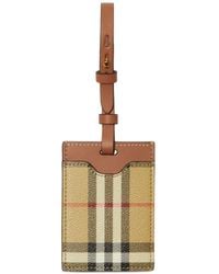 Burberry - Check Motif Leather luggage Tag - Lyst