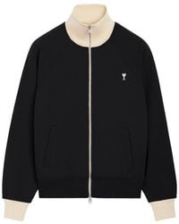 Ami Paris - Zipped Cotton Sweatshirt With Ami De Coeur - Lyst