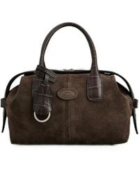 Tod's - Croc-Effect Suede Bucket Bag - Lyst