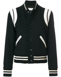 Saint Laurent Two-tone Varsity Jacket - Black