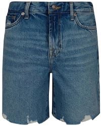 7 For All Mankind - Distressed Denim Shorts - Lyst