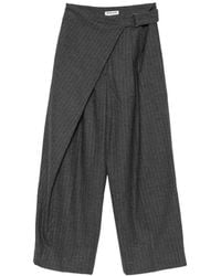LA PISCINE - Pinstripe-Pattern Wrap-Style Trousers - Lyst