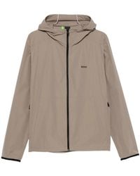 BOSS - Hooded Logo-Print Jacket - Lyst
