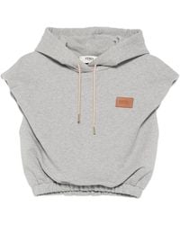 Fendi - Logo-Patch Sleeveless Hoodie - Lyst