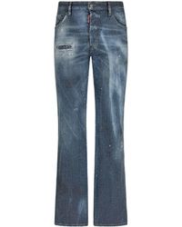 DSquared² - Embellished Low-Rise Straight-Leg Jeans - Lyst