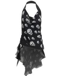 McQueen - Skull-Print Halterneck Blouse - Lyst
