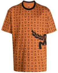 MCM - Mega Laurel Monogram-Print Organic-Cotton T-Shirt - Lyst