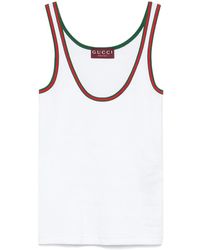 Gucci - Web Detail Cotton Tank Top - Lyst
