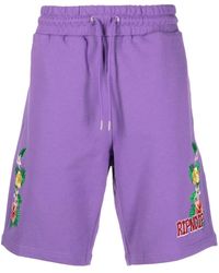 RIPNDIP Floral-patch Drawstring Shorts - Purple