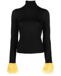 La DoubleJ - Feather-Cuff Ribbed-Knit Jumper - Lyst