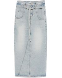 Low Classic - Belted Denim Maxi Skirt - Lyst
