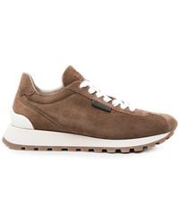 Brunello Cucinelli - Suede Runners With Shiny Tab - Lyst