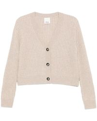 Allude - Ribbed-Knit V-Neck Cardigan - Lyst