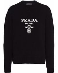 Prada Logo Intarsia-knit Sweater - Black